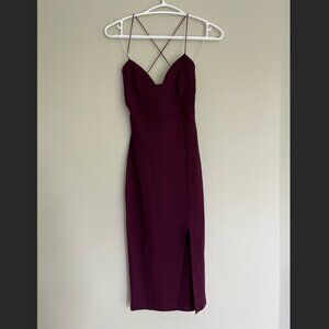 Strappy midi bodycon dress with slit XS Wine/burgundy
